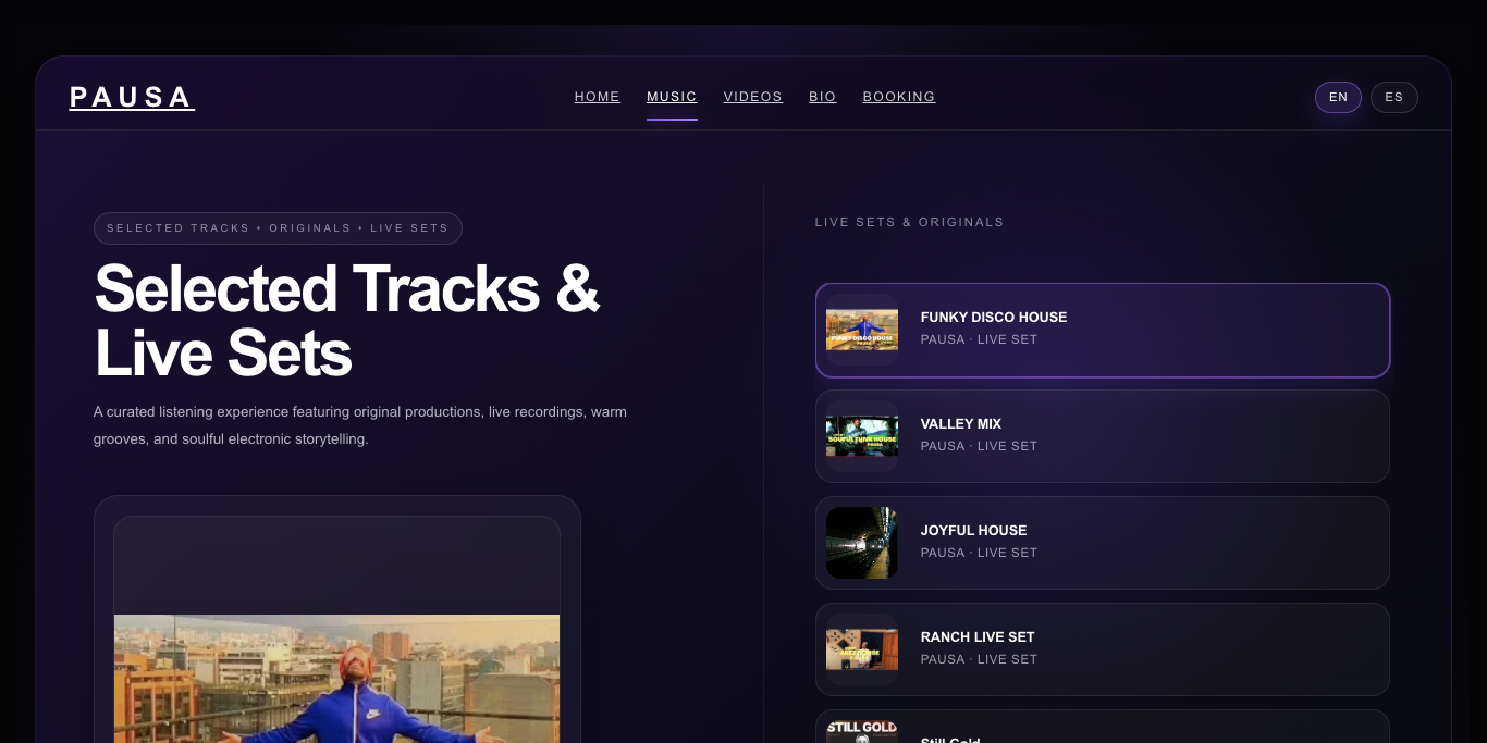 Pausa Music website screenshot