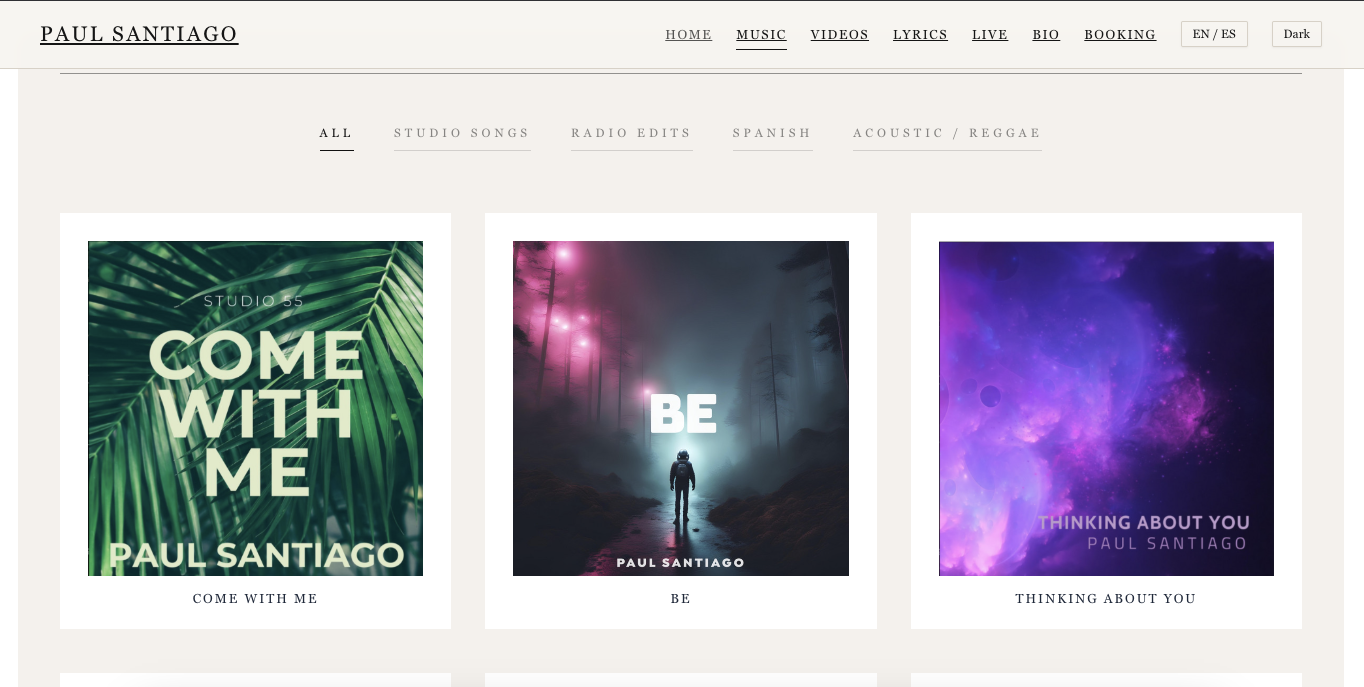 Paul Santiago website screenshot